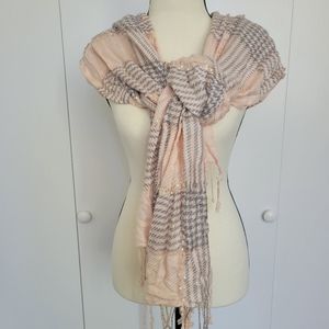 Maurices Scarf Pink & Gray Plaid 24" x 70" Fringed